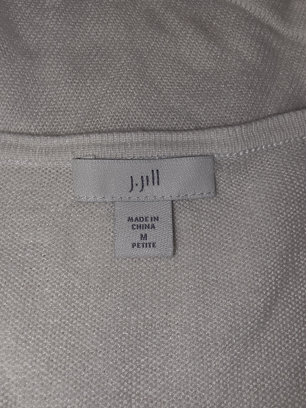 J. Jill Linen Blend White Top with Navy Embroidered Yoke Women's Size Med Petite - Picture 6 of 9